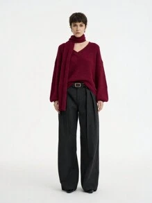 Aalyst Casual Solid Color Lantern Sleeve Sweater, Autumn/Winter