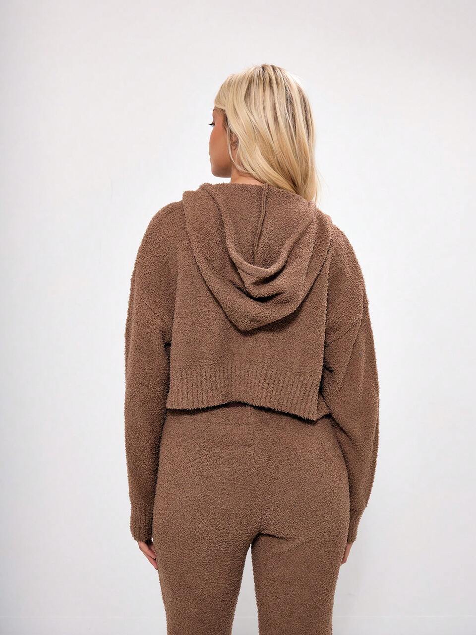 Cropped Zip Up Hooded Knit Cardigan, Padel, Tennis, Pickleball Winter