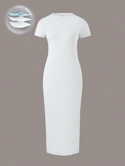 Sparklyn Teen Girl Casual Solid Color Short Sleeve Dress, Summer,Holiday,Travel