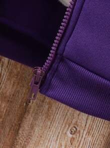 少女纯色卫衣，秋冬季 - 紫色 - 查看 3