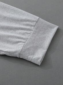 Manfinity Homme Men's Plus Size Solid Color Splicing Front Button Casual Long Sleeve Polo Shirt