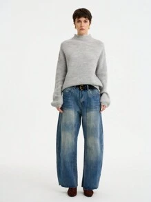 Aalyst Women's Casual Minimalist Blended Stand Collar Sweater