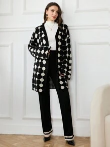 Seusyu Women Minimalist Polka Dot Pattern Long Sleeve Top And Pants 2 Pieces Set 2 Pieces Set Fall Cloth For Women - Black - View 4