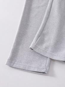 SHEIN Young Girl Casual Everyday Sporty Hooded Full Zip Long Sleeve Jumpsuit, Gray, Comfortable Waist Drawstring Simple Leisure Jumpsuit, Autumn Summer Holiday - Grey - View 7