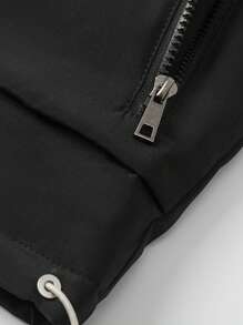 Manfinity Sport Corelite Men's Solid Color Front Zipper Long Sleeve Pocket Simple Casual Hooded Padded Coat - Black - View 4