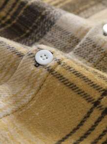Manfinity Homme Men's Plaid Graphic Print Front Button Casual Long Sleeve Collar Shirt (Non-Striped), For Going Out