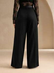 Anewsta Plus Size Women Straight Leg Casual Business Trousers With Belt Graduation,Back To School,Teacher Outfits For Women Winter Fall Autumn - Black - View 2