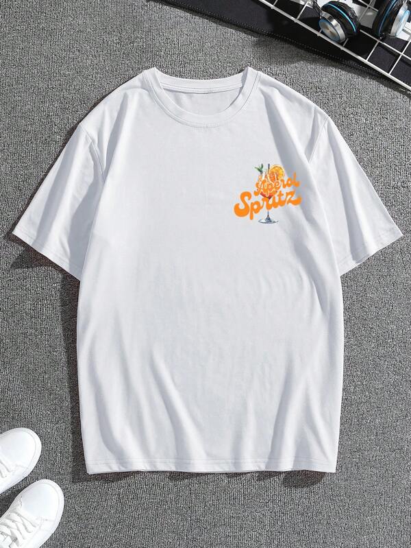 Men's Summer Casual Round Neck Short Sleeve T-Shirt With Slogan Print