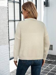 SHEIN LUNE Black Short Minimalist Basic Cardigan For Women, Casual Loungewear, Autumn/Winter - Apricot - View 2