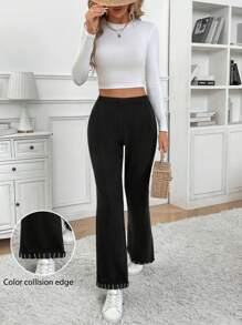SHEIN Frenchy Pantalones casuales de unicolor para mujer, simples y de moda para uso diario