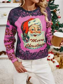 SHEIN LUNE Christmas Style Casual Long Sleeve Sweatshirt, Minimalist And Fashionable For Everyday Wear Pullover Fall - Multicolor - View 3