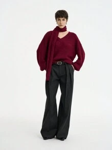 Aalyst Casual Solid Color Lantern Sleeve Sweater, Autumn/Winter
