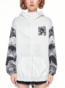 ROMWE Anime Dark Anime Academy Style Casual Women's Jacket