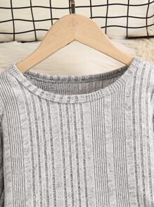 Flare Sleeve Knit Round Neck Tie-Up Dress, Tween Girl Long Sleeve New Autumn Dress