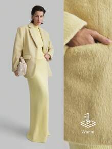 Ontre Women's 2025 New Year Spring Casual Solid Color Turndown Collar Overcoat, Light Yellow