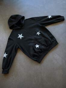 PAVTROS 男士休闲星星印花连帽运动衫和运动裤套装，秋季