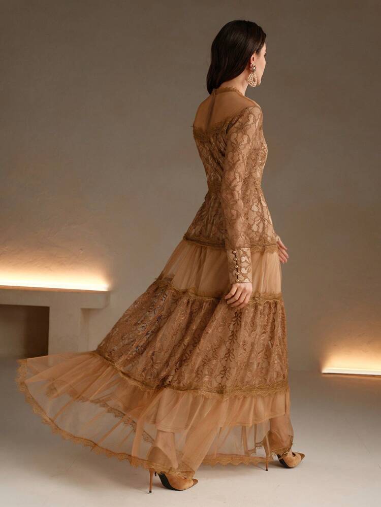 Butterfly Lace Elegant Structural Design Dress