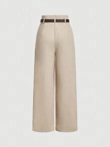 SHEIN MOD Effen kleur damesbroek met wijde pijpen en knopen aan de voorkant, casual dagelijkse kleding, winterbroeken, retro broeken, westernkleding voor dames, countryoutfits, uitgaansoutfits
