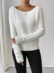 Calvaya Women French Style Casual Loose Pullover Sweater, Solid Color Raglan Sleeve, Autumn/Winter