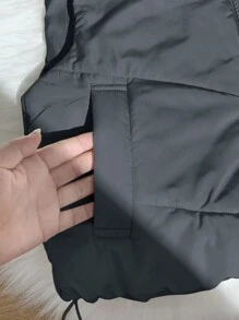 Comfortcana 女士休闲纯色前拉链立领加垫背心，秋冬款 - 深灰色 - 查看 4