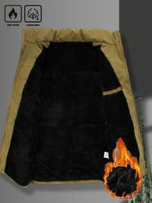 Manfinity Homme Loose Fit Men's Letter Patched Thick Padded  Vest Jacket - Army Green - View 8