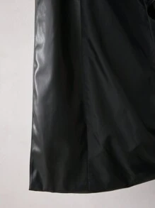 BizChic Fashion Commute Black Lapel PU Leather Double Breasted Jacket - Black - View 8