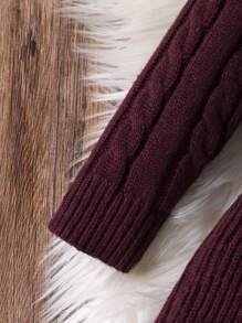 SHEIN Baby Girl Solid Color Mock Neck Long Sleeve Casual Sweater Dress, Baby Girl Sweater Dress, Toddler Sweater Dress, Burgundy Baby Girl Sweater Dress, Baby Girl Knit Dress, Fall Baby Girl Dress