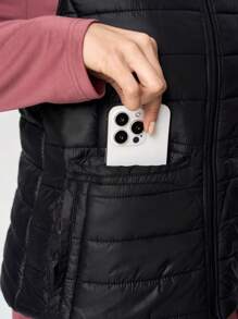 TaskEZ Women's Padded Vest With Multiple Pockets, Healthcare Scrub Uniform Jacket, Autumn/Winter - Black - View 5