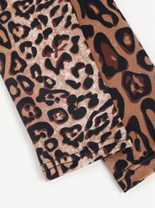 Flirla Women's Sexy Leopard Print Turtleneck Long Sleeve Bodysuit