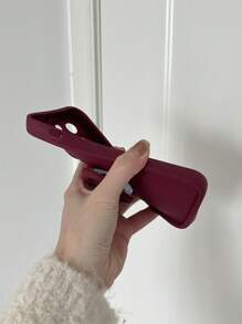 Pretty Bratty 艺术家 1 件心形简约手机壳带支架和镜子，适用于 iPhone16/15/14/13/12/11/XSMAX/7/8，爱情人节 - 酒紅色 - 查看 4