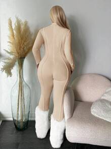 SHEIN SXY Mono entallado de un solo color talla grande, informal, para otoño/invierno