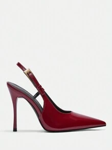 CUCCOO BIZCHIC Sapatos de salto alto com laço e decoração de renda Lorelei femininos, cor vinho tinto, sapatos de escritório/trabalho, dia dos namorados - Borgonha - Ver 1