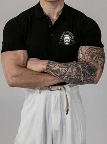 Gym Rark Kaos Polo Sporty Pria Gaya Boyfriend, Kasual & Modis untuk Pemakaian Sehari-hari - Hitam - View 4