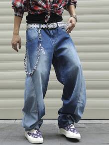 Manfinity EMRG Herren einfache Lässig Jeans mit Tasche-Design