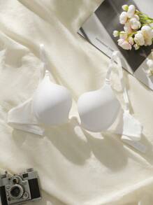 SHEIN Women's Simple Solid Color Padded Push-Up Bra - White - View 7