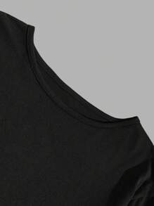 RueChic Men's Simple & Comfortable Print Long Sleeve T-Shirt And Pants Pajama Set - Black - View 3