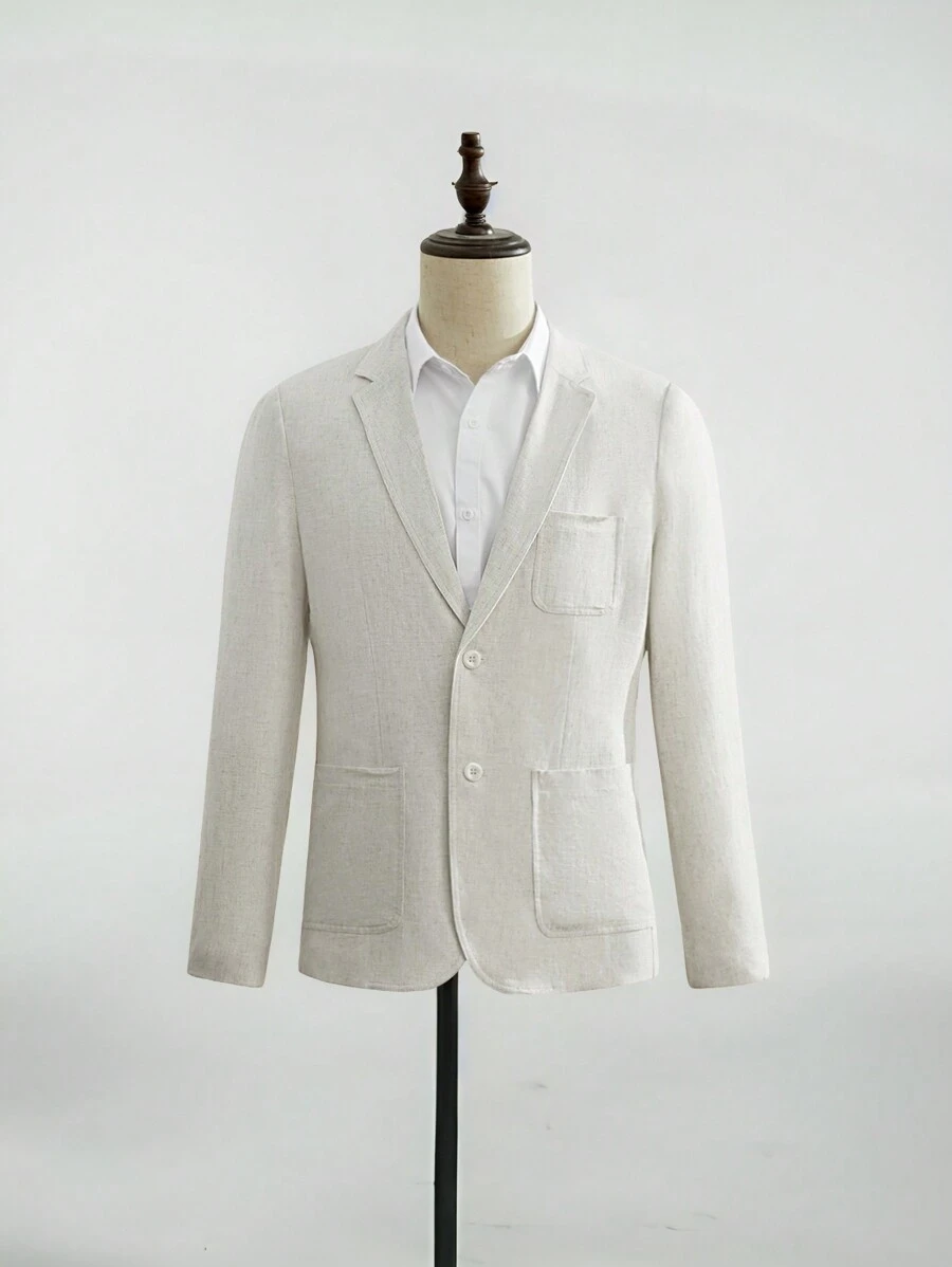 Manfinity VCAY Men's Slim Fit Woven Double-Button Business Suit Jacket For Autumn/Winter - Apricot - View 1