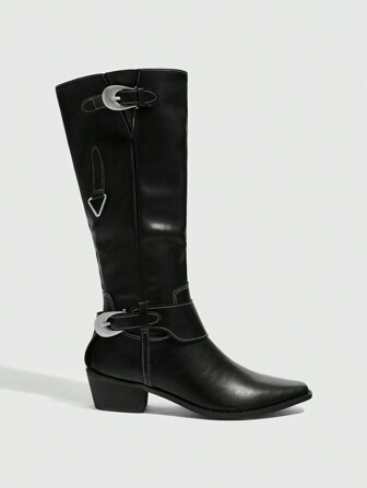 Cuccoo CUCCOO GRLICON Square Toe & Heel Knee High Boots For Women, Autumn/Winter New Arrival For Christmas And New Year Holiday Vibe Fall And Winter