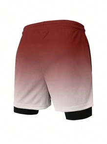 Gym Rark Shorts Atlética Masculina com Cordão na Cintura e Estampa Degrade - Vermelho e Branco - Visão 2