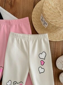 SHEIN 3pcs/Set Girls Cute Cartoon Print Elastic Waist Long Pants, Versatile For Autumn/Winter - Multicolor - View 7