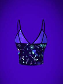 StreetHx Camiseta sin mangas con estampado de calavera que brilla en la oscuridad para mujer, blusas gráficas de estilo urbano para mujeres