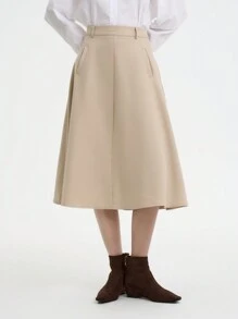 Aalyst Women Beige A-Line Skirt, High Waist