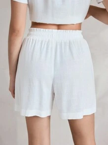Ocili Ocili Leisure Comfortable Linen Breathable Bermuda Shorts, Women Sleepwear Bottom