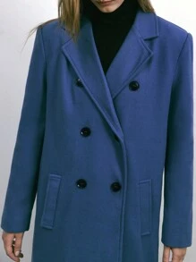 Maija 新品冬季休闲都市优雅复古日常宽松厚实保暖蓝色女式夹克 - 藍色 - 查看 5