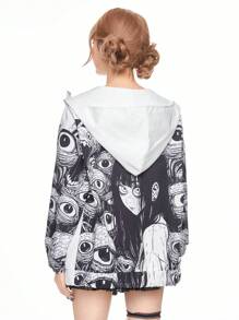 ROMWE Anime Dark Anime Academy Style Casual Women's Jacket