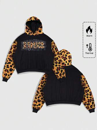 Street Life Sudadera de hombre con estampado de leopardo, de moda casual y sencilla, para uso diario