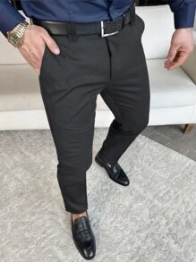 Manfinity Mode Men Slant Pocket Suit Pants Without Belt