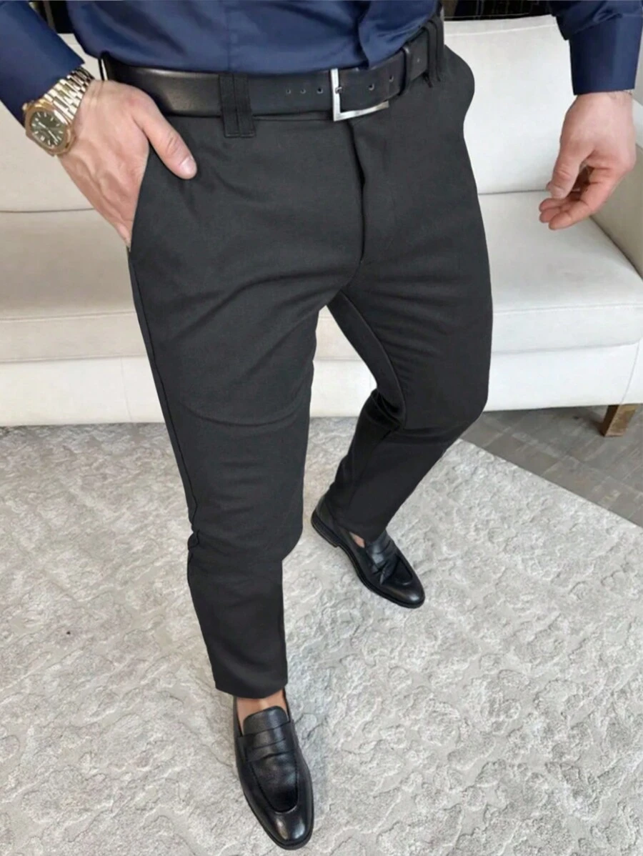Manfinity Mode Men Slant Pocket Suit Pants Without Belt