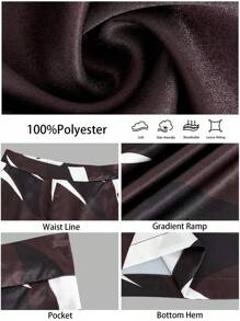 BizChic 印花几何图案长裤，适合春夏、圣诞派对、感恩节、新年假期的女士办公室裤子，优雅 - 咖啡棕 - 查看 9