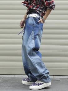 Manfinity EMRG Herren einfache Lässig Jeans mit Tasche-Design